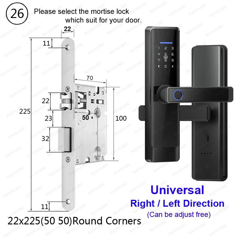 RayKube Aluminium Alloy Fingerprint Digital Smart Door Lock