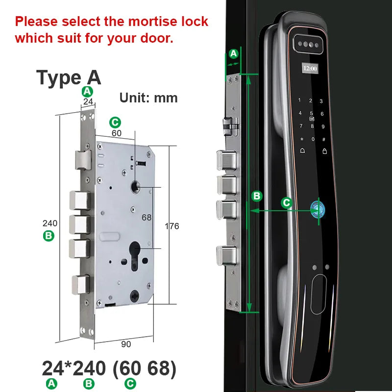 RayKube Aluminium Alloy Fingerprint Digital Smart Door Lock