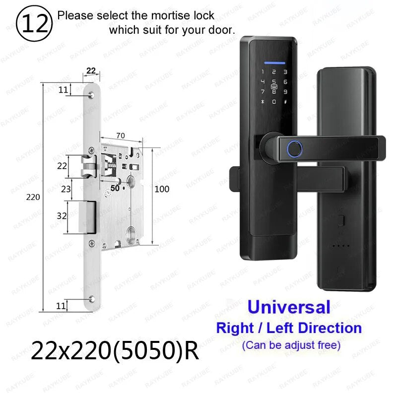 RayKube Aluminium Alloy Fingerprint Digital Smart Door Lock