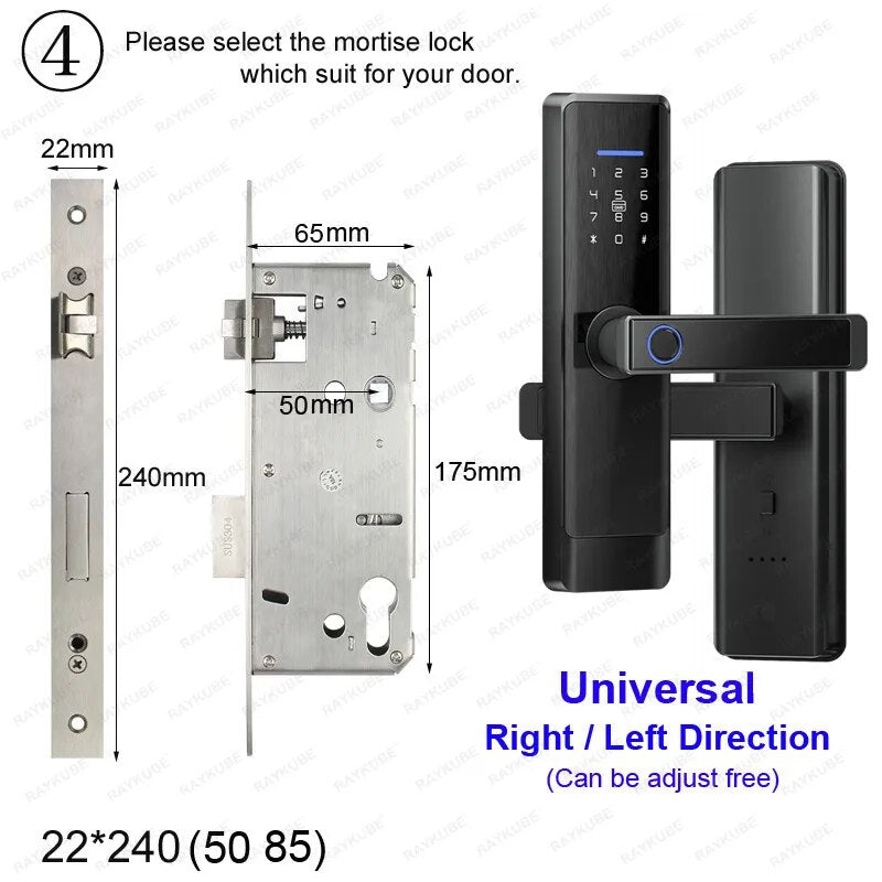 RayKube Aluminium Alloy Fingerprint Digital Smart Door Lock