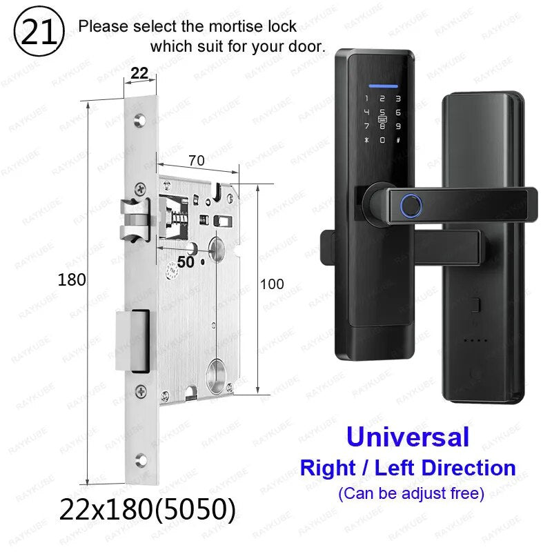 RayKube Aluminium Alloy Fingerprint Digital Smart Door Lock