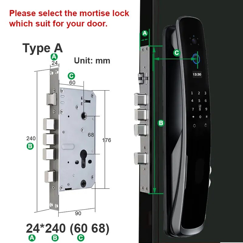 RayKube Aluminium Alloy Fingerprint Digital Smart Door Lock