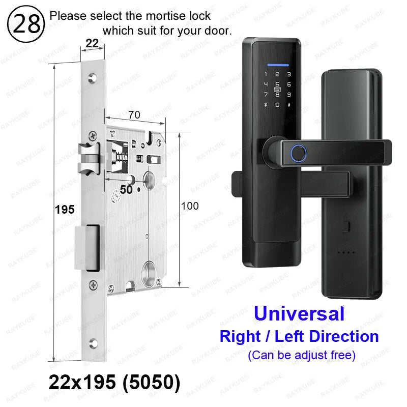 RayKube Aluminium Alloy Fingerprint Digital Smart Door Lock