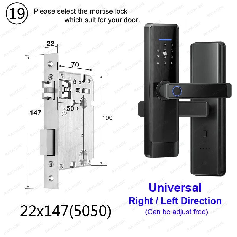 RayKube Aluminium Alloy Fingerprint Digital Smart Door Lock