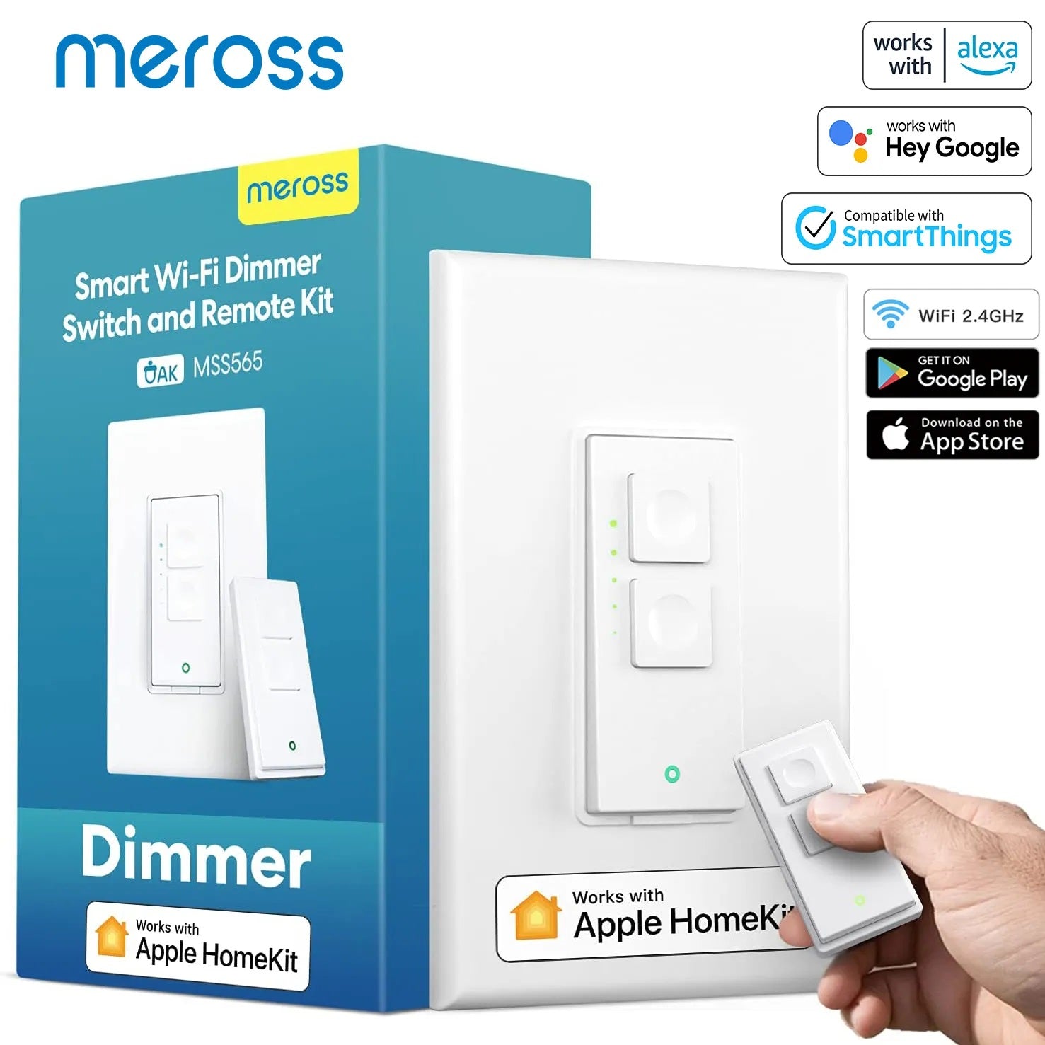 Meross Plastic Smart Alexa Google Remote Dimmable Light Switch