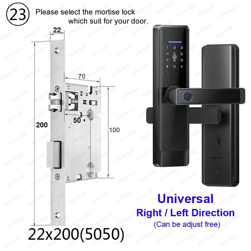 RayKube Aluminium Alloy Fingerprint Digital Smart Door Lock