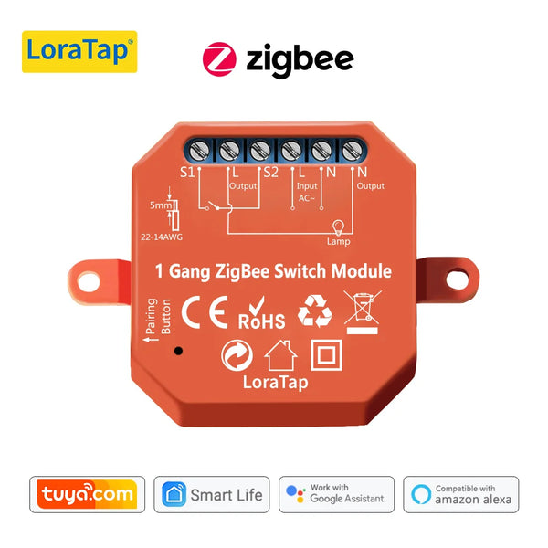 LoraTap Plastic Tuya ZigBee 3.0 Wireless Smart Light Relay Module