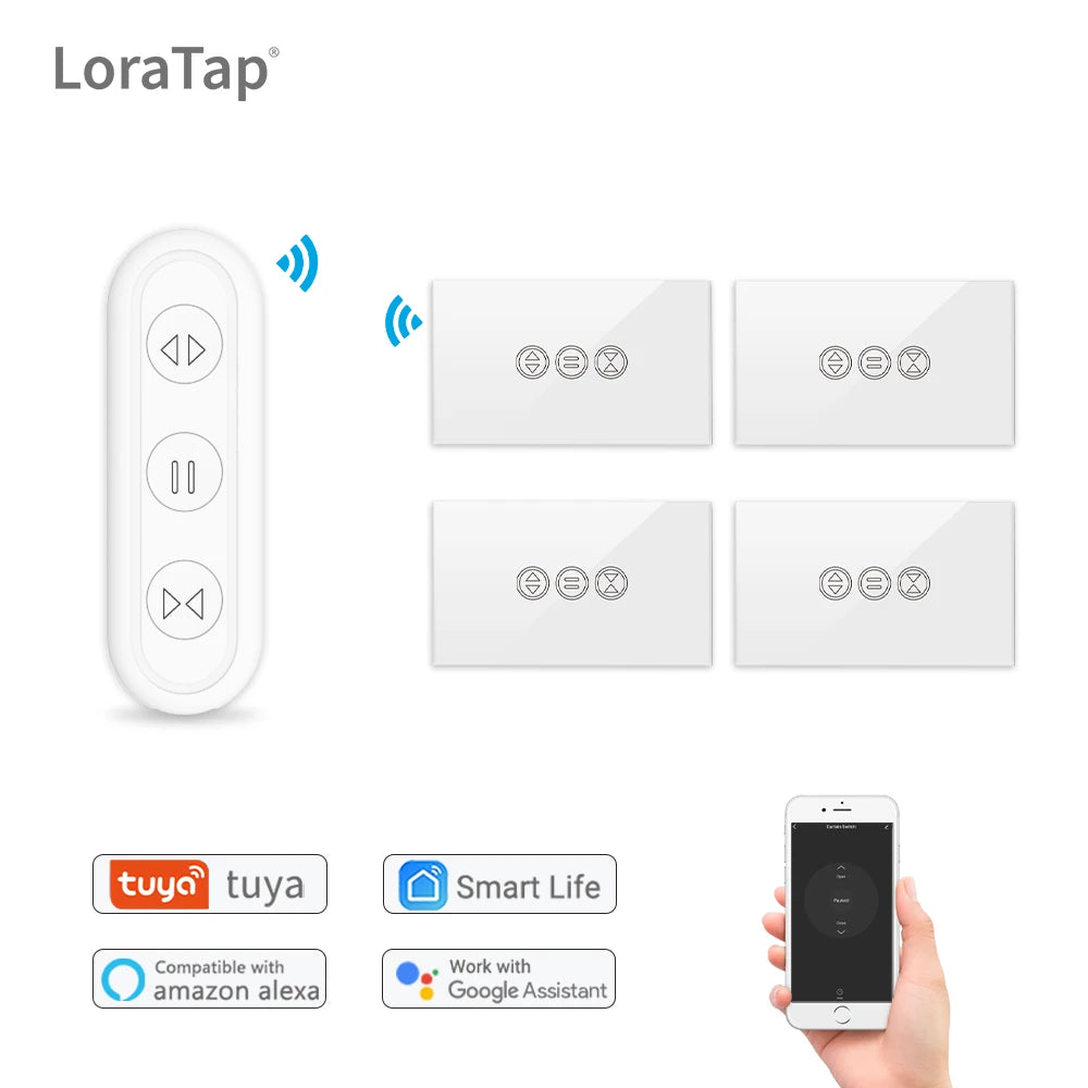 LoraTap 240V 600W Plastic Smart Rolling Blinds Curtain Switch