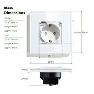 Bseed 16A Glass Panel Wireless WIFI Control Smart Power Socket