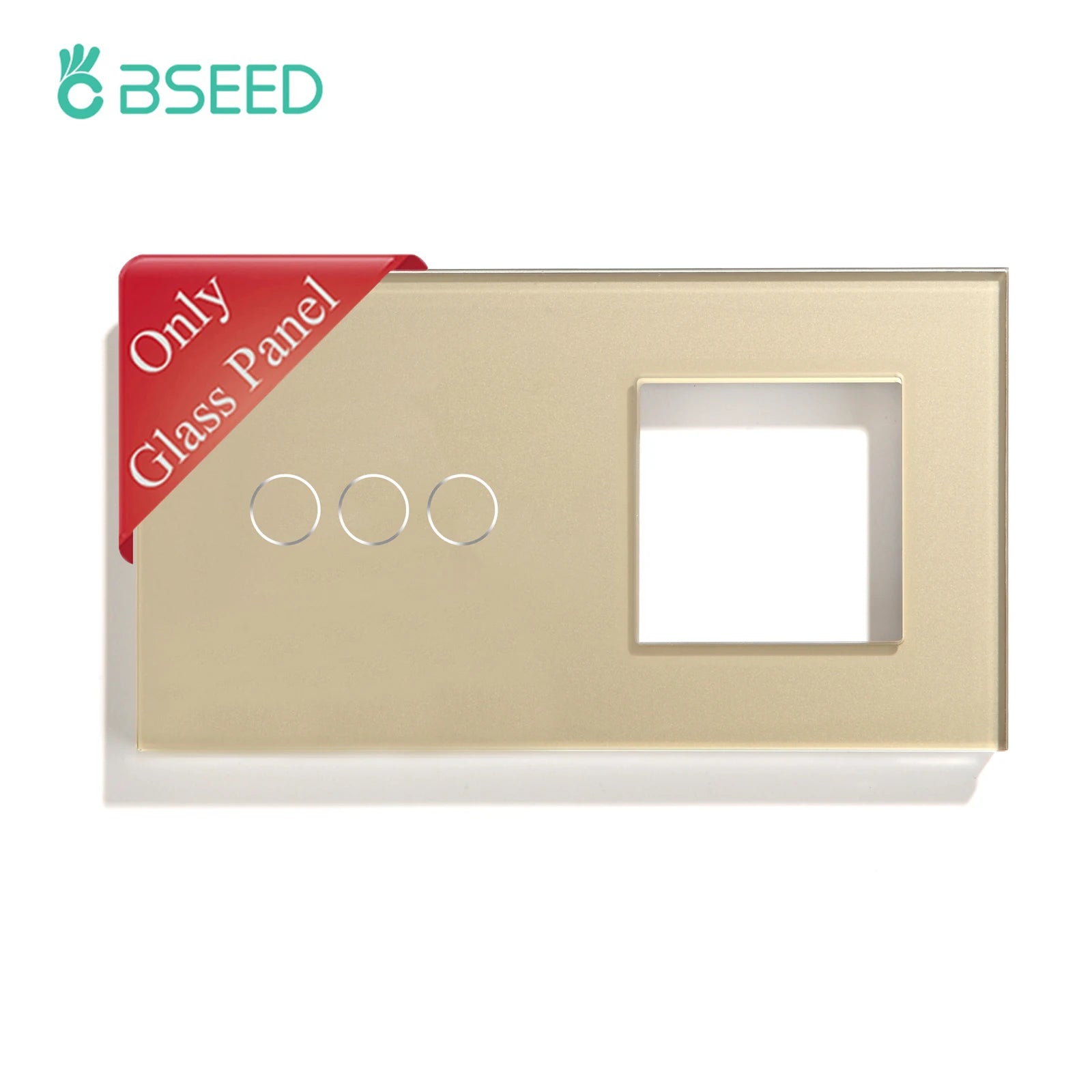 Bseed 3 Gang Tempered Glass Panel Wall Light Touch Switch Frame