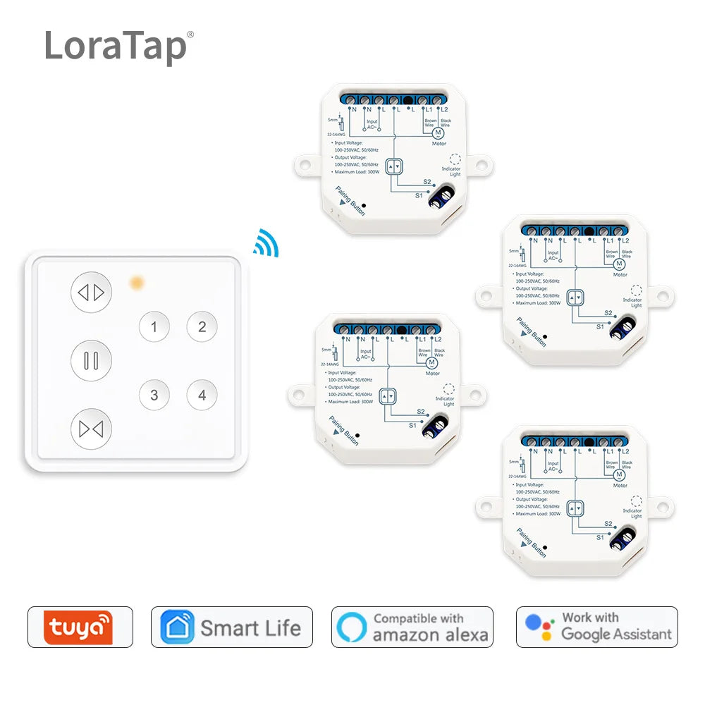 LoraTap 240V 300W Plastic WiFi Rolling Blinds Curtain Switch