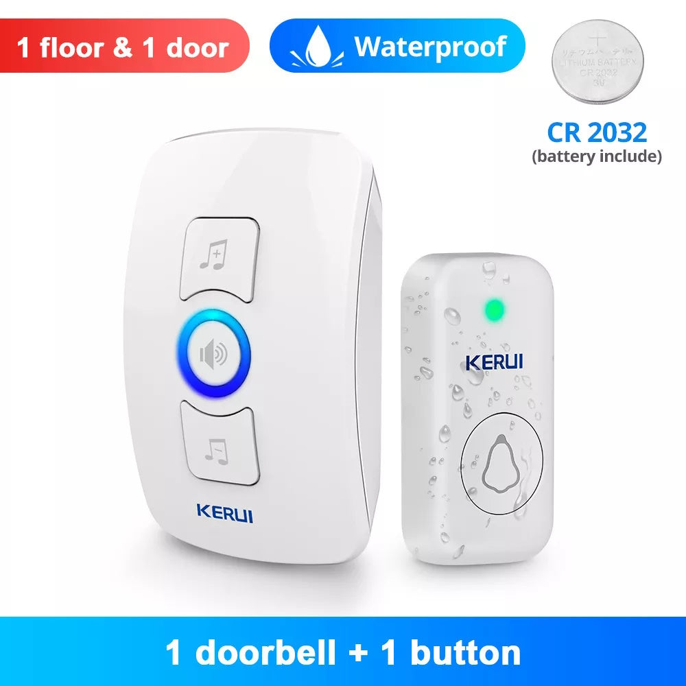 Kerui Plastic Wireless Waterproof Battery Cordless Remote Doorbell