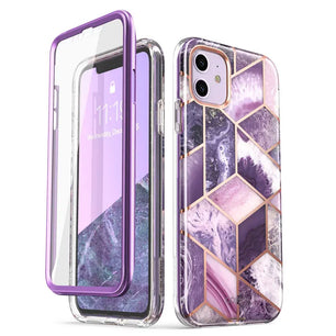 Polycarbonate Full-Body Glitter Marble Bumper Case For iPhone 11