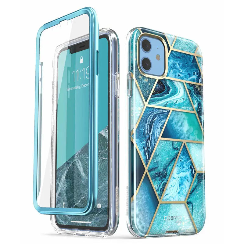 Polycarbonate Full-Body Glitter Marble Bumper Case For iPhone 11