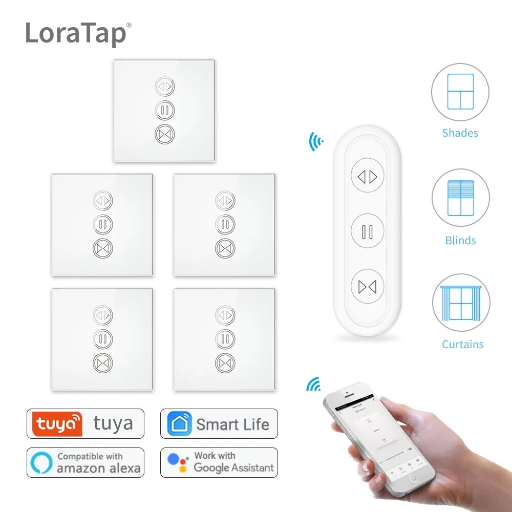 LoraTap 240V Plastic Remote Control Roller Blinds Shutter Switch