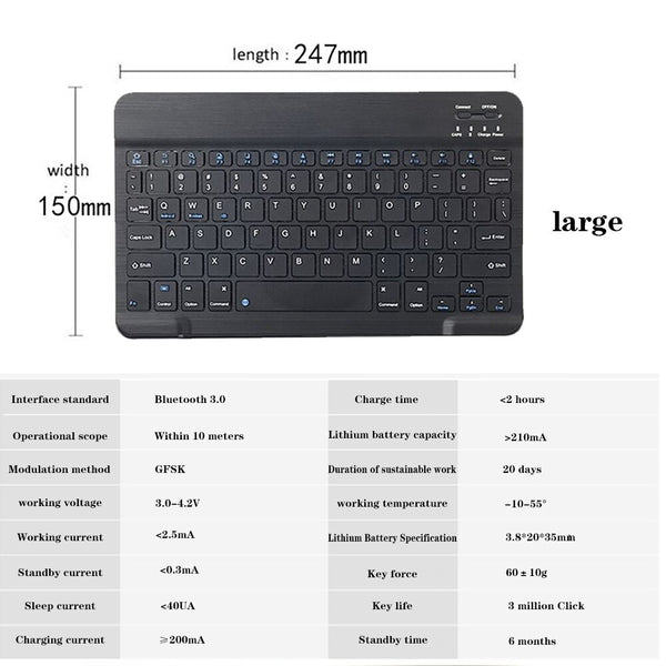 Leather Wireless Bluetooth Keyboard With Free Stylus For iPad