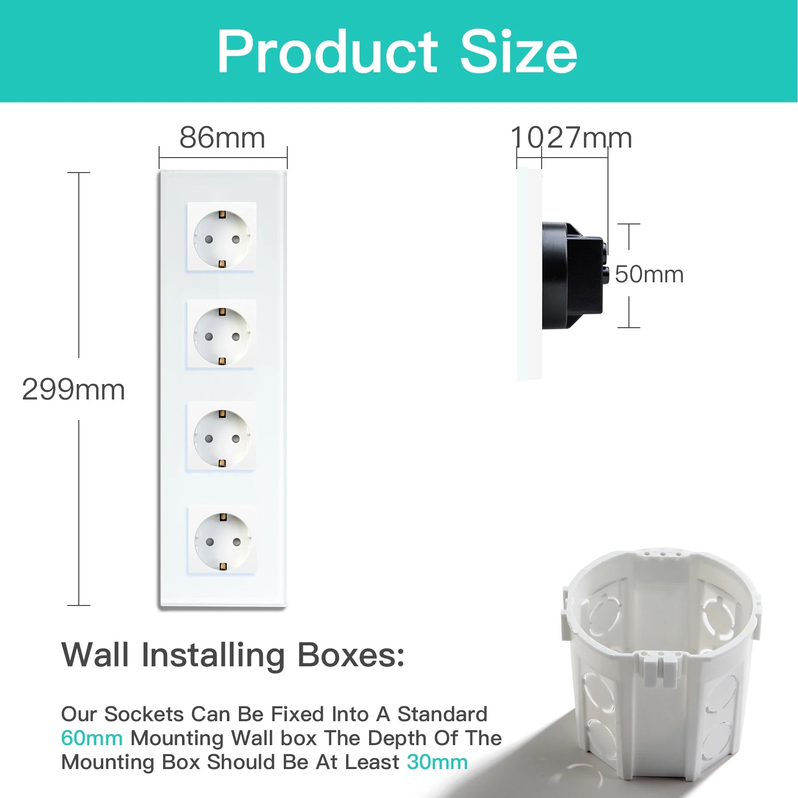 Bseed 16A Glass Panel Wireless WIFI Control Smart Power Socket