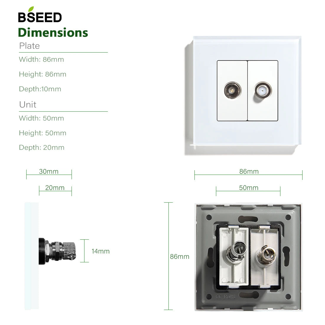 Bseed 10A Glass Panel Wireless WIFI Control Smart Power Socket