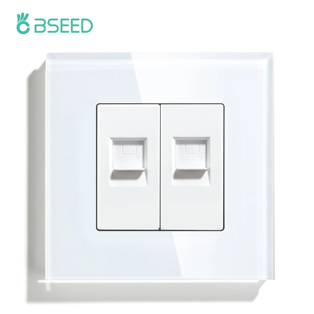 Bseed Glass Panel Iron Plate Dual Internet Socket Switch Module