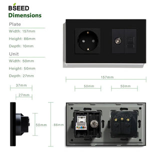 Bseed 10A Glass Panel Wireless WIFI Control Smart Power Socket