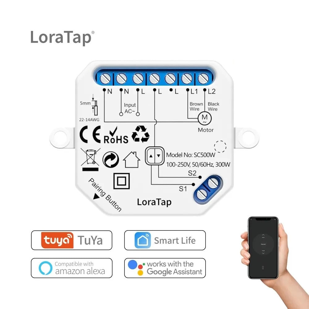 LoraTap 240V Plastic Automatic WIFI Roller Shutter Curtain Module