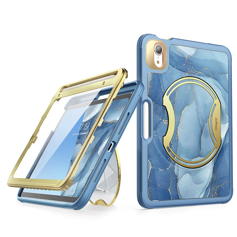 PU Leather Full-Body Marble Trifold 8 Inches Case For iPad Mini 6