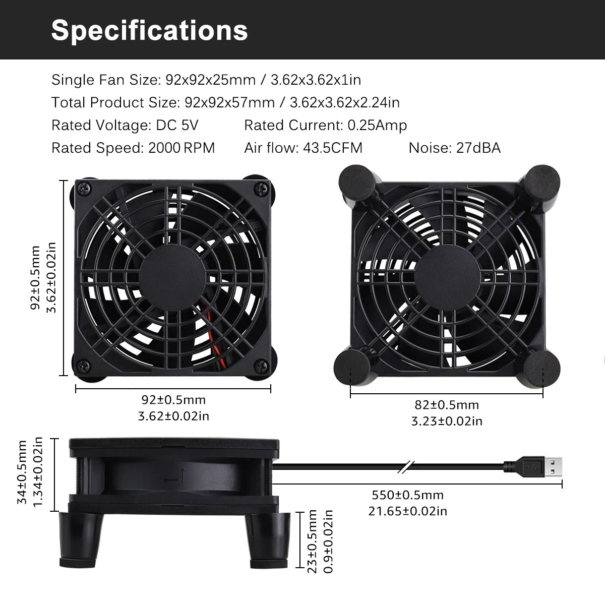 92mm 5V Computer Case Wireless Protective Router Cooling Fan