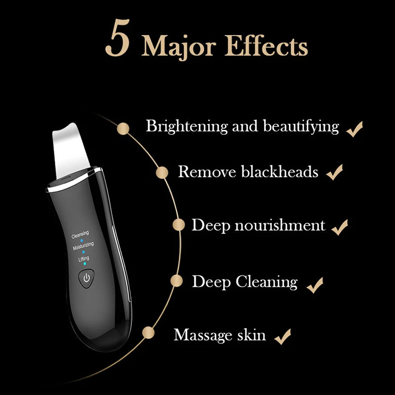 600mAh Plastic Mini Facial Acne Ultrasonic Skin Scrubber Cleaner