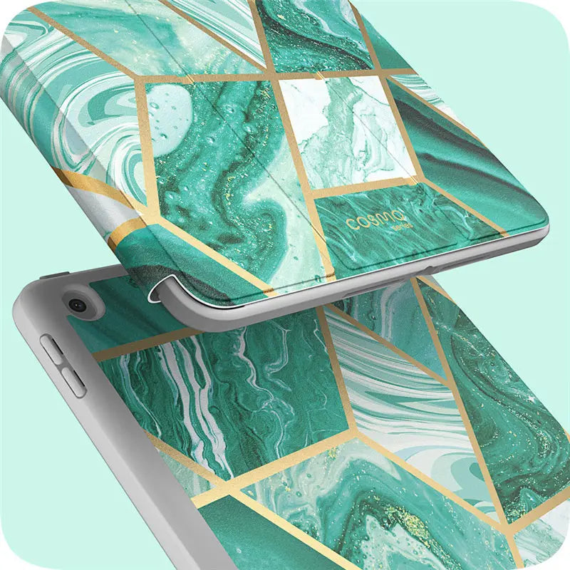 PU Leather Full-Body Marble Trifold 10.2 Inches Case For iPad