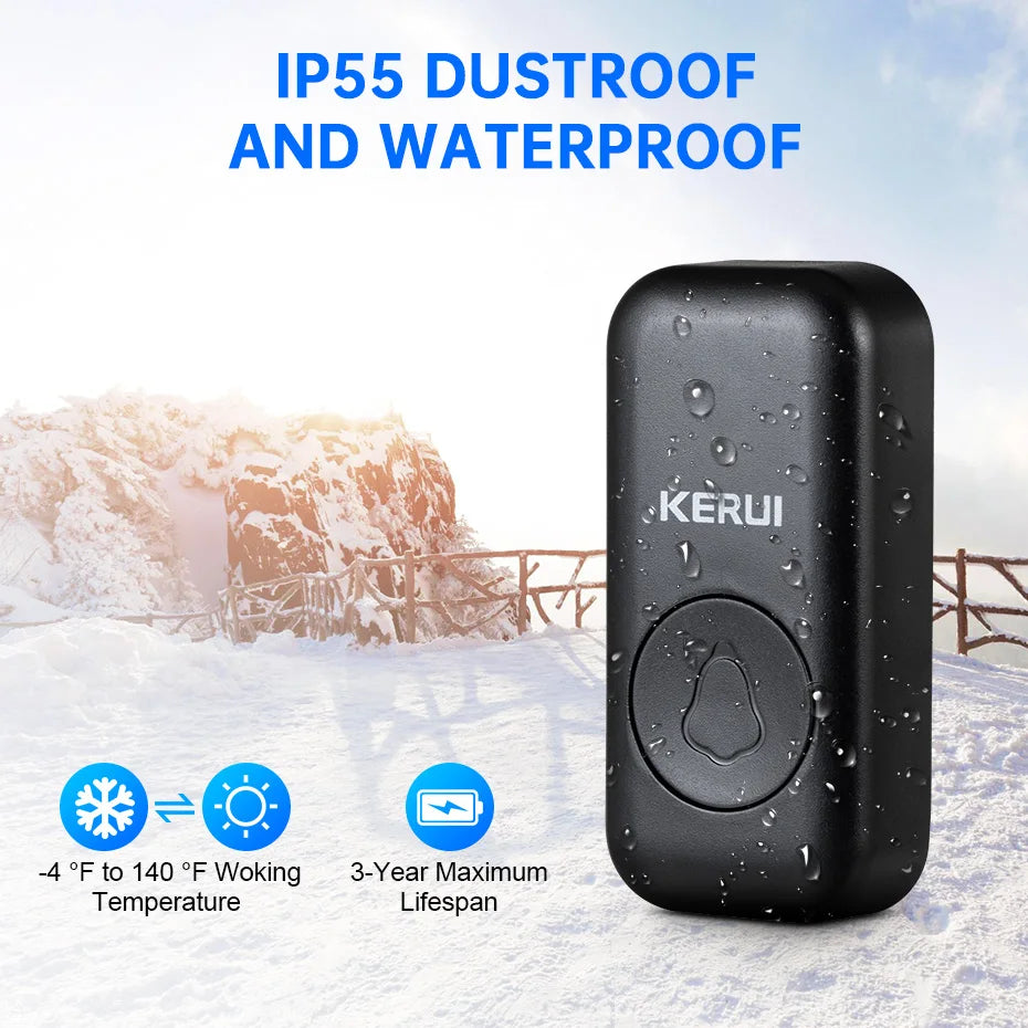 Kerui Plastic Wireless Waterproof Battery Cordless Remote Doorbell