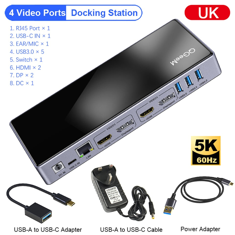 Aluminum Alloy USB 3.0 HDMI Type-C Compatible Docking Station Hub