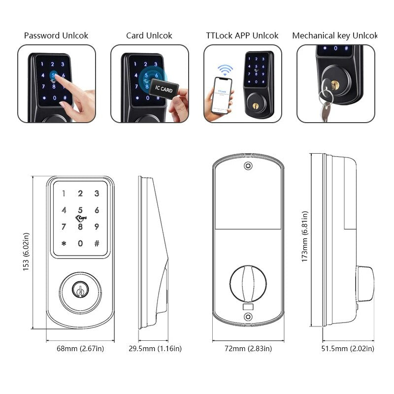 RayKube Aluminium Alloy Digital Display Card Smart Door Lock