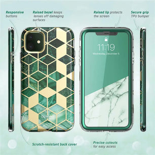 Polycarbonate Full-Body Glitter Marble Bumper Case For iPhone 11