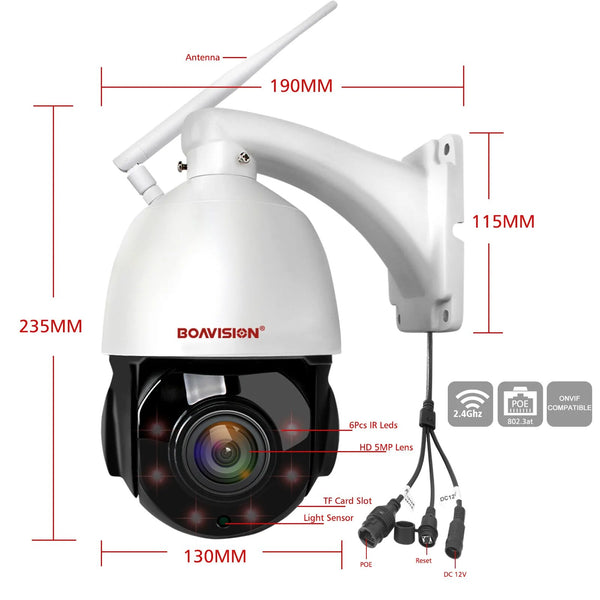 Boavision 5MP Night Vision Waterproof High Speed Dome Camera