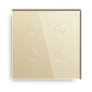 Bseed Alloy 4 Gang Crystal Glass Panel Push Button Light Switch