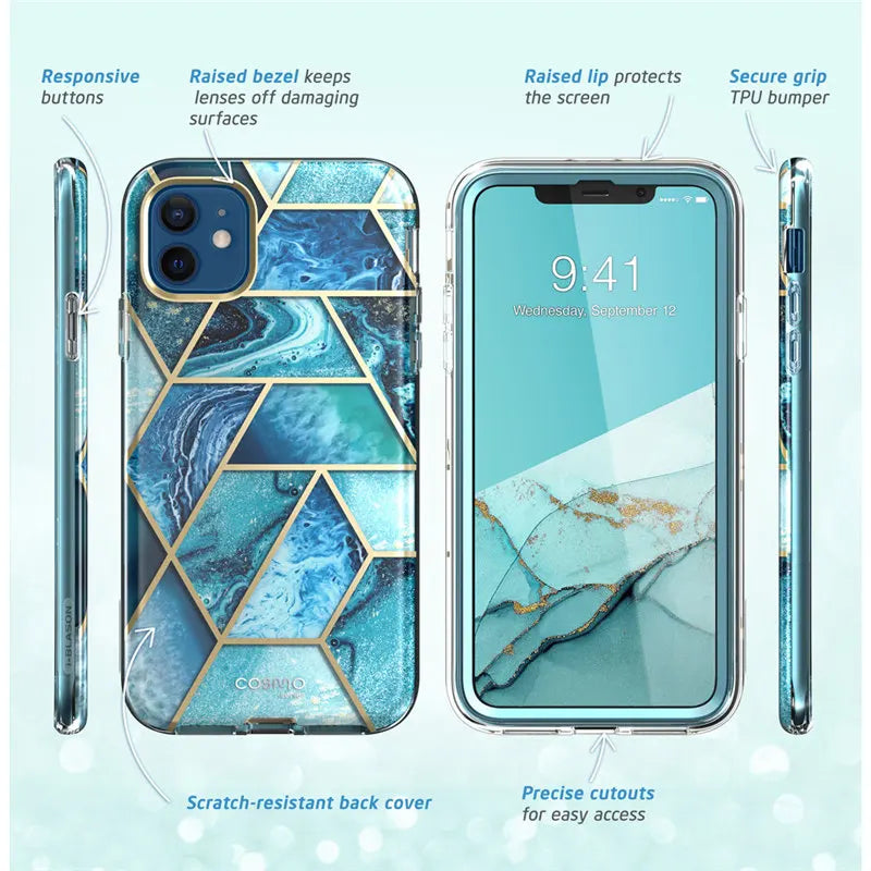 Polycarbonate Full-Body Marble Bumper Case For iPhone 12 Mini