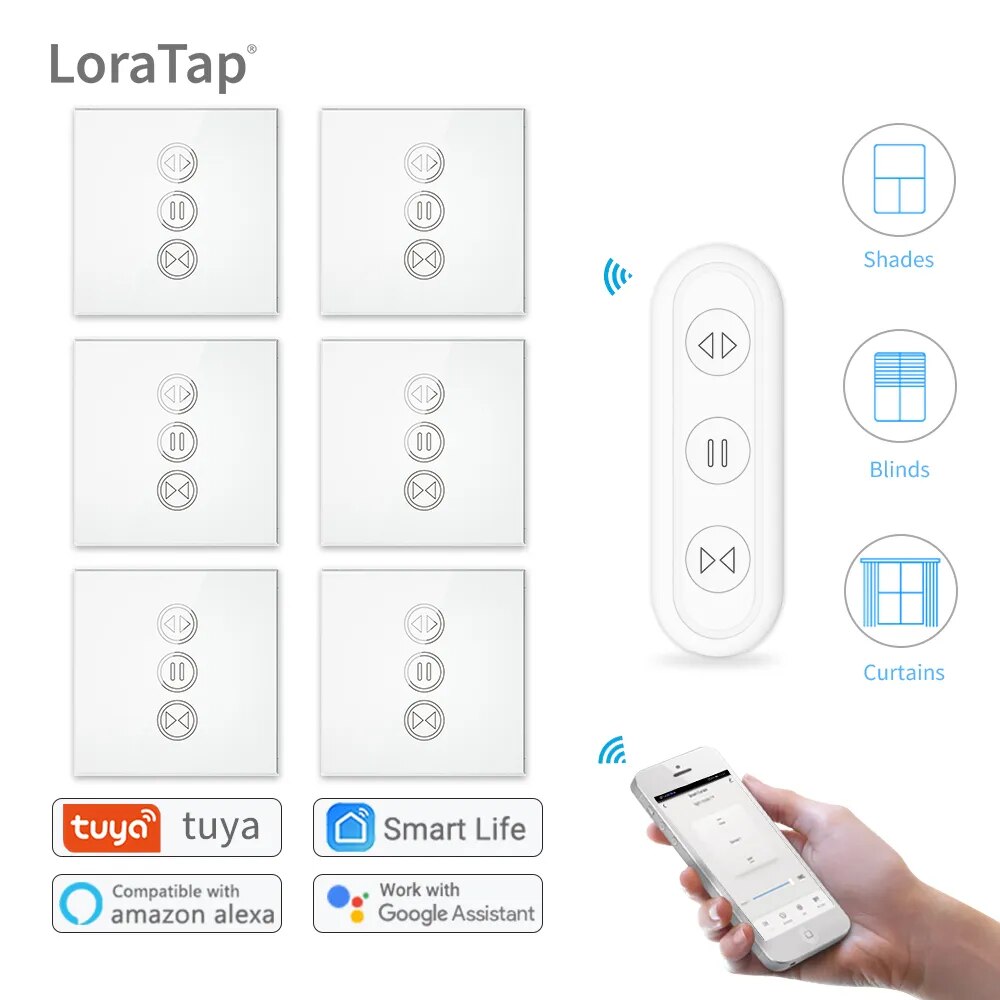 LoraTap 240V Plastic Remote Control Roller Blinds Shutter Switch