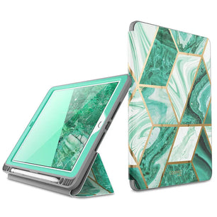 PU Leather Full-Body Marble Trifold 10.2 Inches Case For iPad