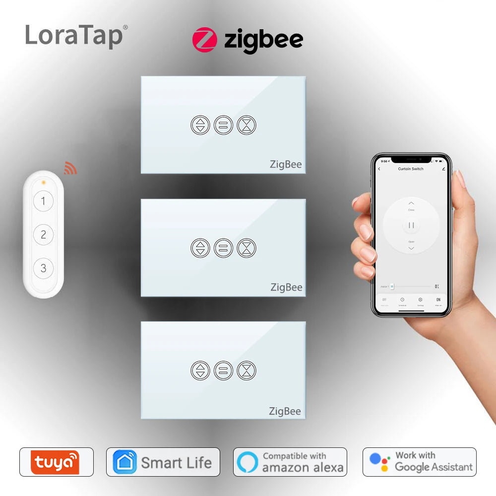 LoraTap 600W Plastic Smart ZigBee Roller Shutter Curtain Switch