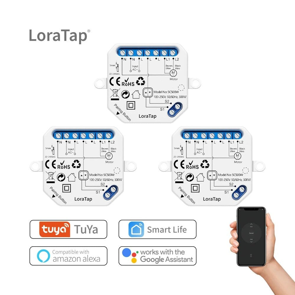 LoraTap 240V Plastic Automatic WIFI Roller Shutter Curtain Module