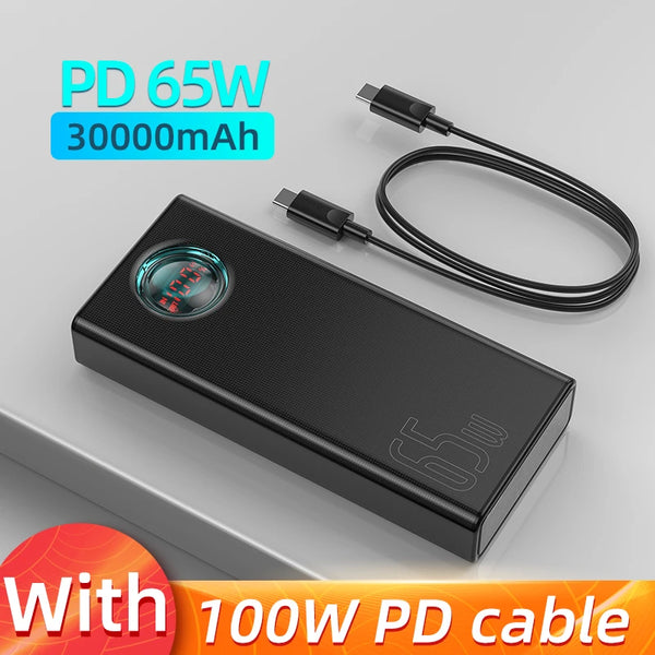 30000mAh 65W Fast Charging Portable Power Bank For iPhone