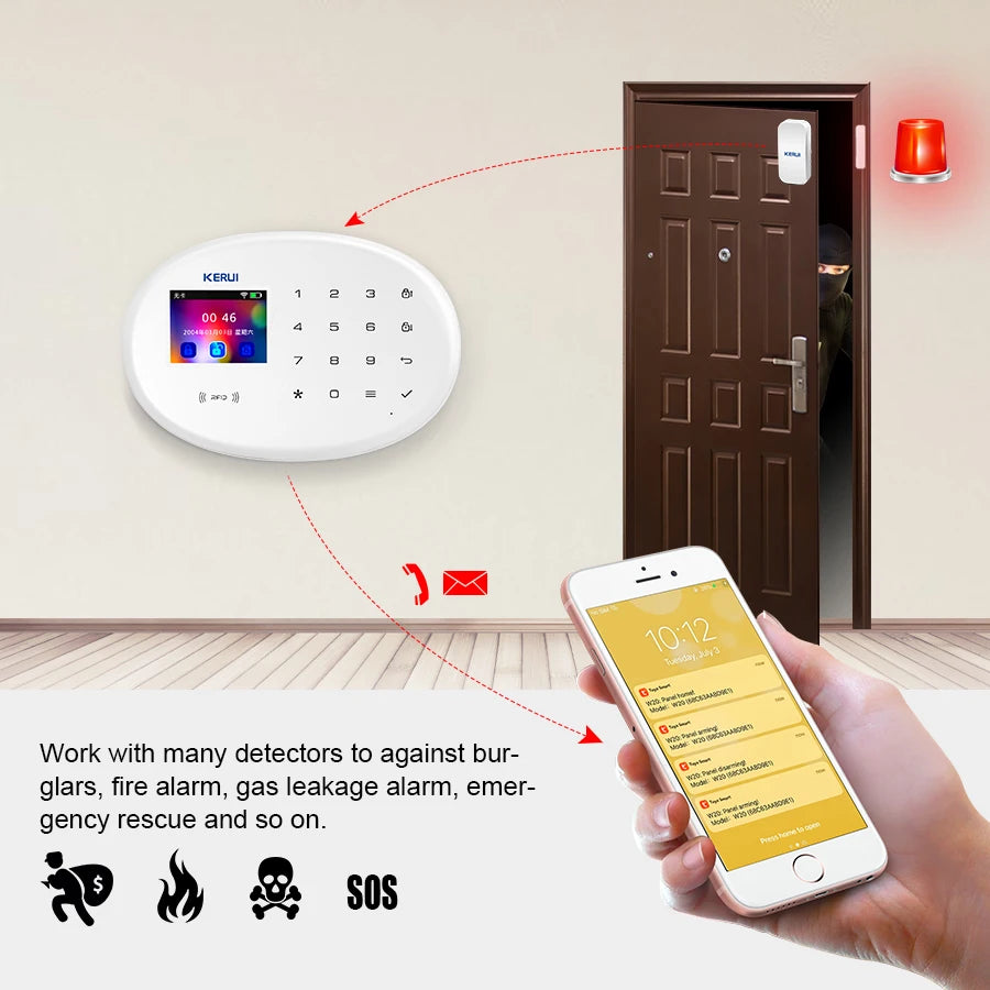 Kerui Plastic Smart Wireless Home Door Windows Security Sensor Kit