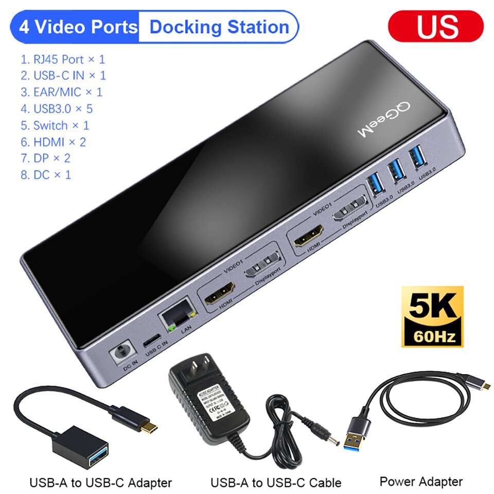 Aluminum Alloy USB 3.0 HDMI Type-C Compatible Docking Station Hub