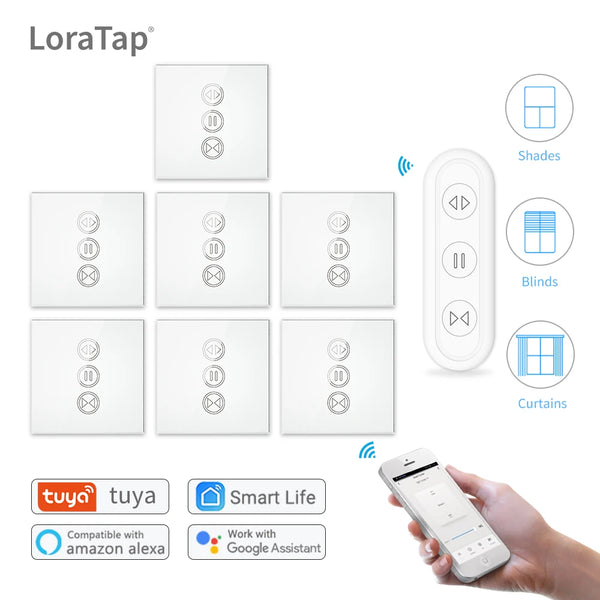 LoraTap 240V 600W Plastic WiFi Rolling Blinds Curtain Switch