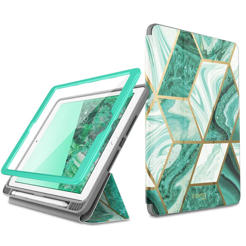 PU Leather Full-Body Marble Trifold 9.7 Inches Case For iPad