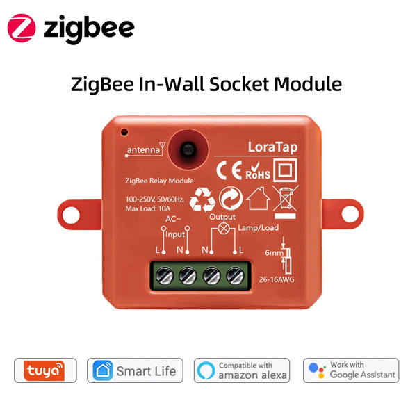 LoraTap Plastic ZigBee 3.0 Wireless 3 Gang Remote Control Switch