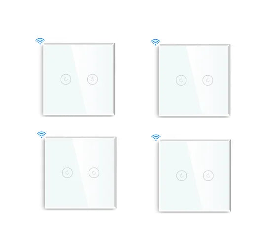 Bseed Alloy 2 Gang 3 Way Crystal Glass Panel Smart Touch Switch