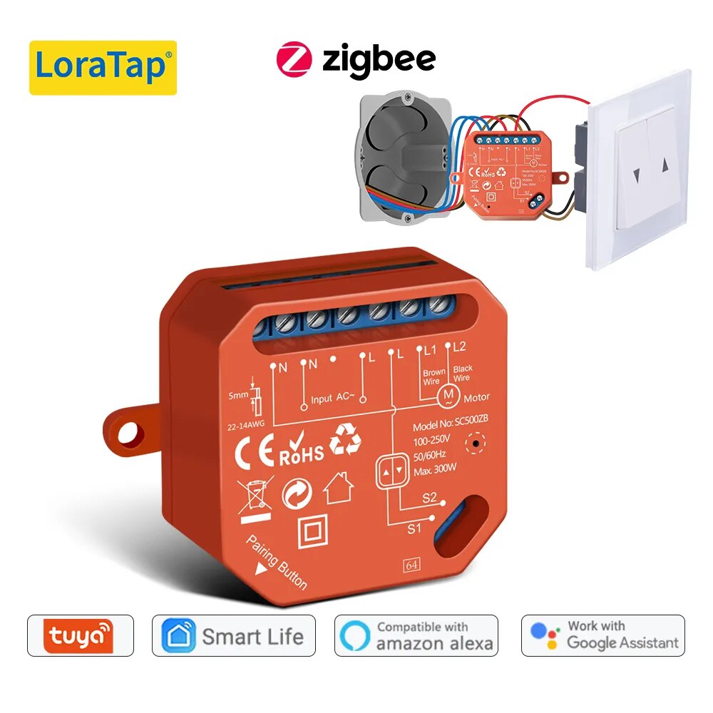 LoraTap 240V 300W Plastic Curtain Roller Shutter Switch Module