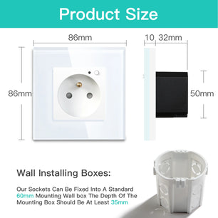 Bseed 16A Glass Panel Wireless WIFI Control Smart Power Socket