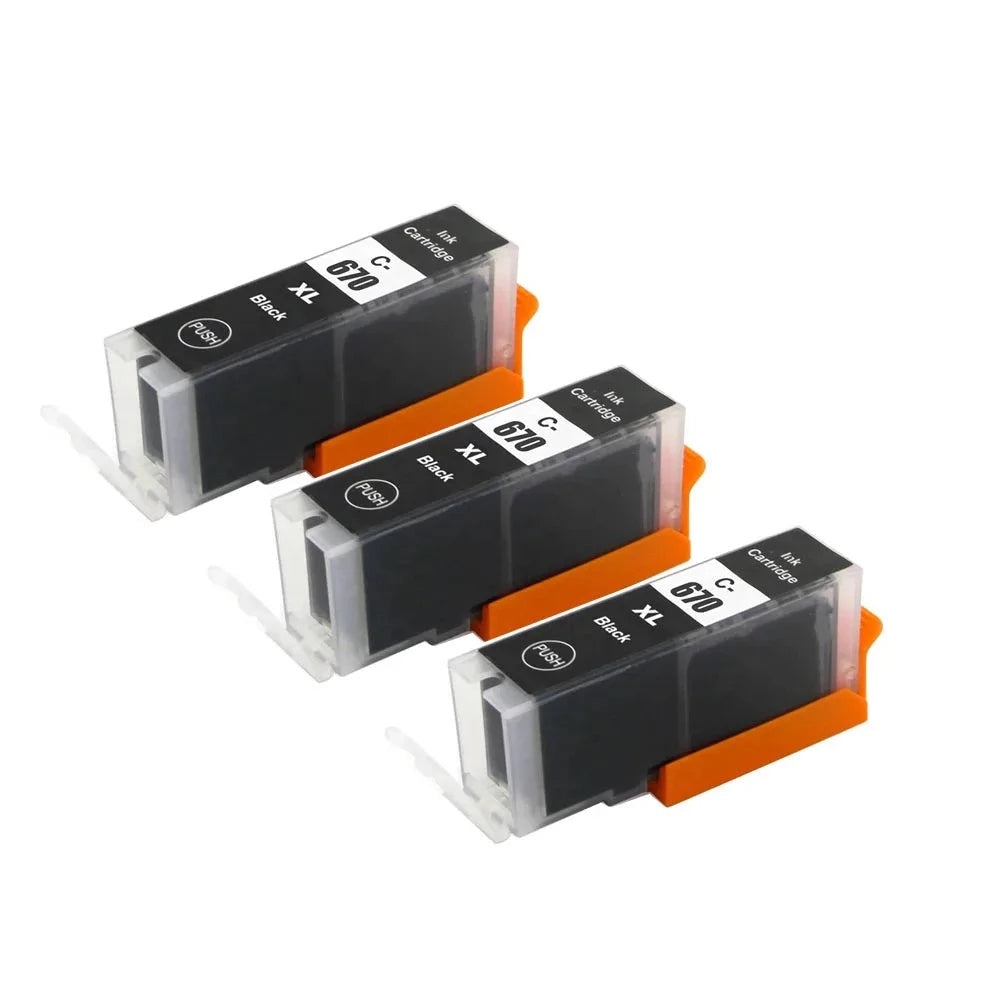 3 PCs 670XL 671XL Ink Cartridge For Canon PIXMA MG7760 MG7765